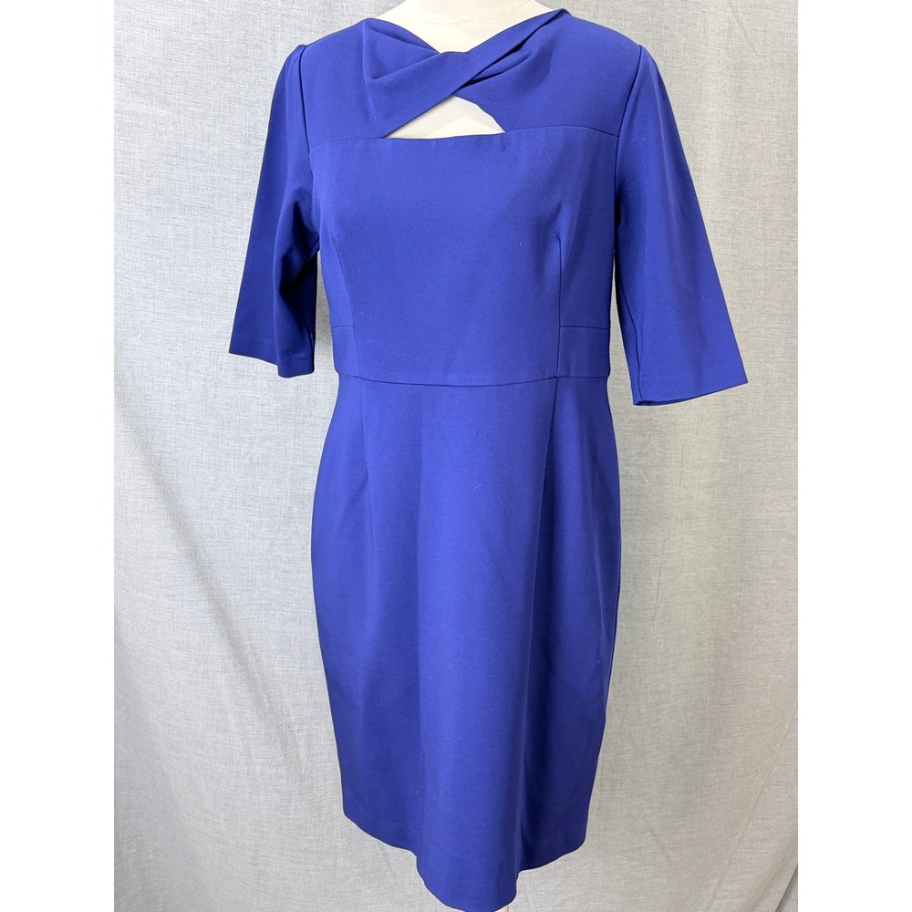 Trina Turk Romanova Cobalt Blue Cutout Sheath‎ Dress Size 14 Office Wear